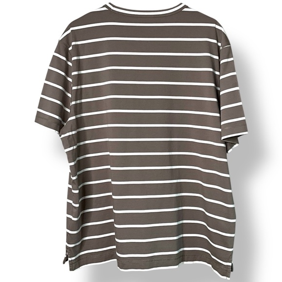 BANANA REPUBLIC ‘Authentic Tee’ 100% Supima Cotton Beige White Stripe Unisex XL - Picture 4 of 9